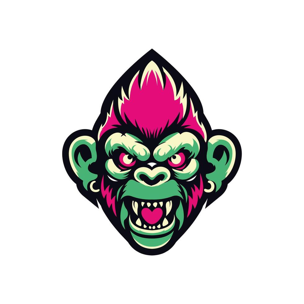 monkey face illustration for merch design vector