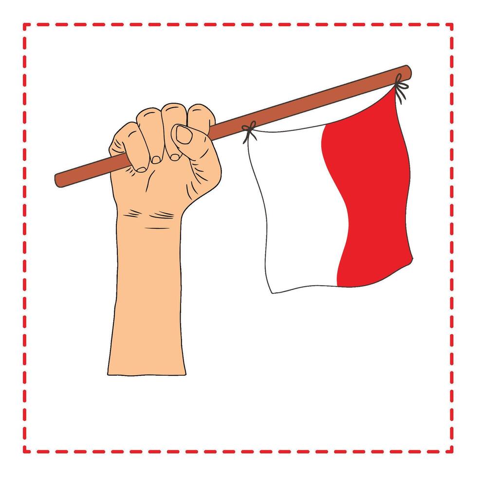 Independence day Indonesia Garuda Flag hold flag red white glory vector