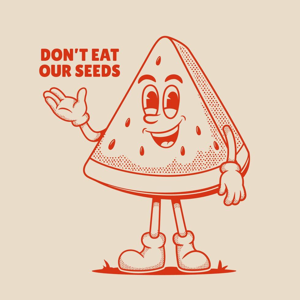 Watermelon Character, Retro Mascot Character vector