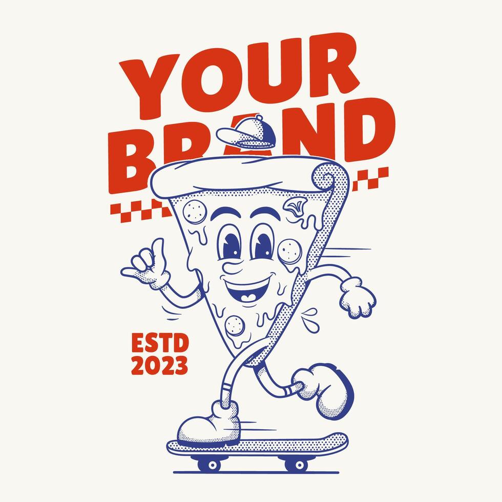 Pizza Character, Retro Mascot Character vector