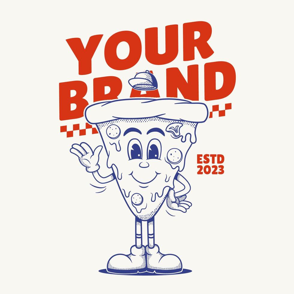 Pizza Character, Retro Mascot Character vector