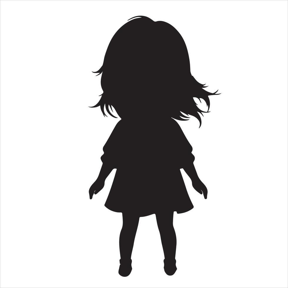 Little girl on white background. Character for computer game or thriller silhouette on white background vector