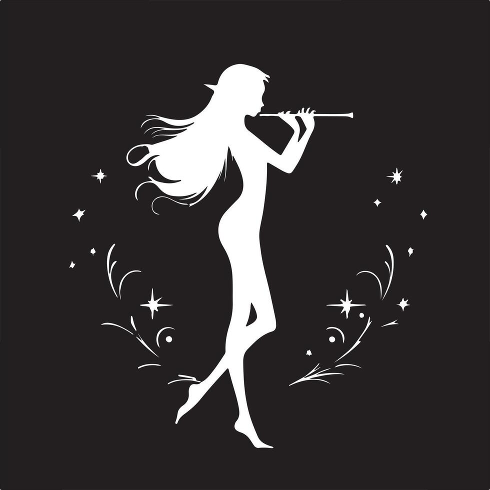 Elf silhouette on white background vector