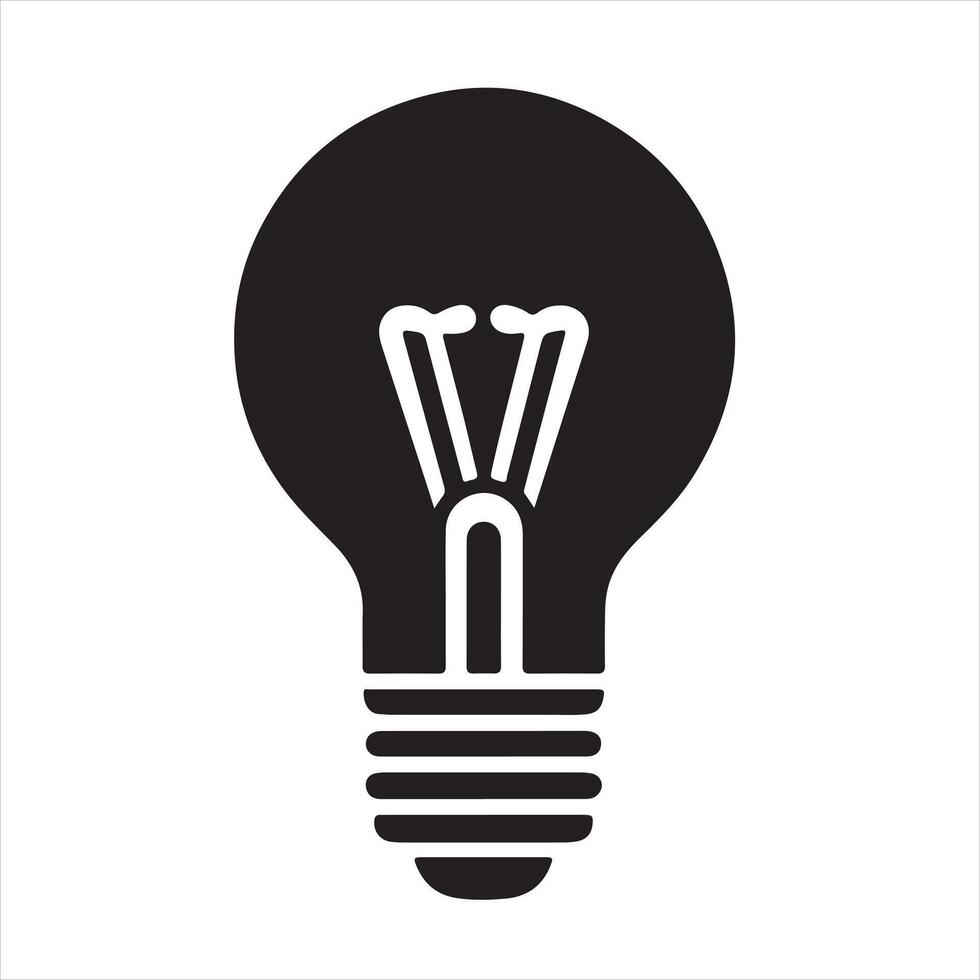 Light Bulb Icon Black and White silhouette on white background vector