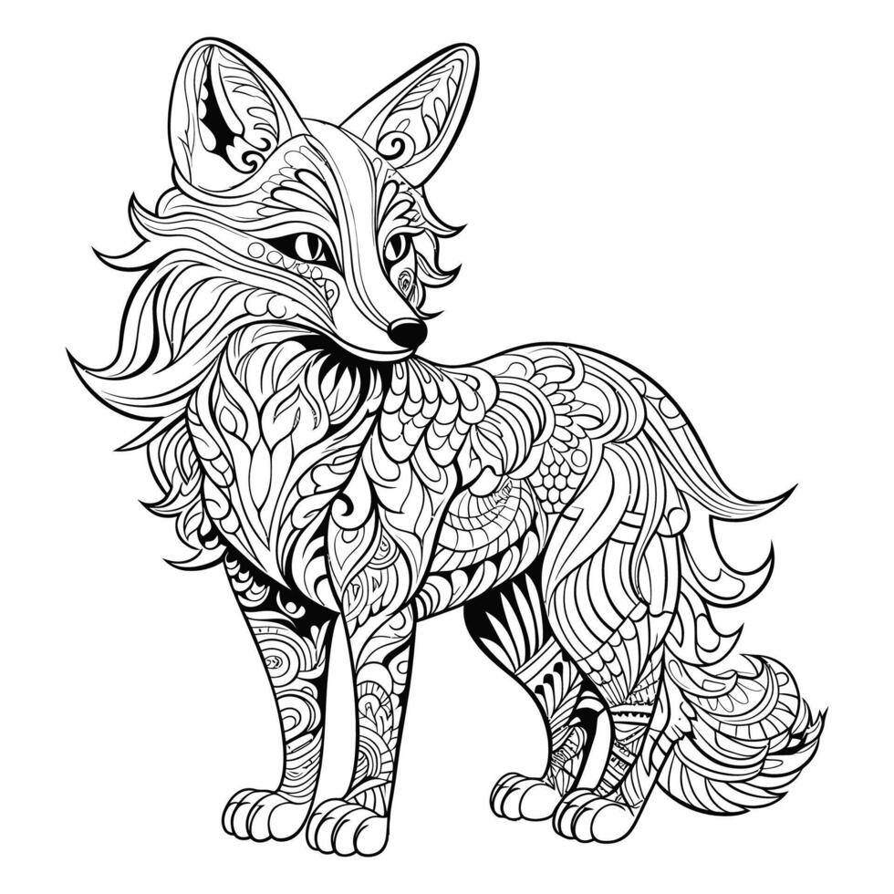 Fox Mandala Lineart vector