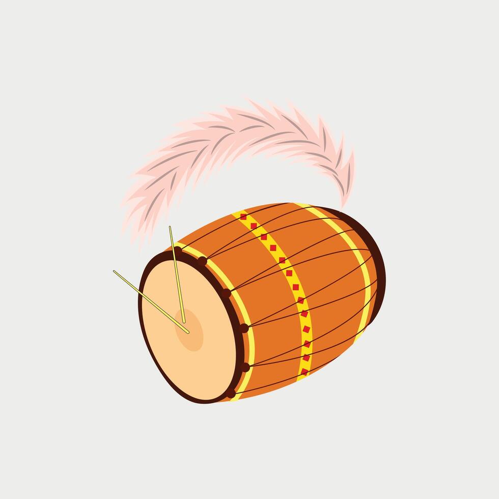 Traditional Indian dhol drum. vector
