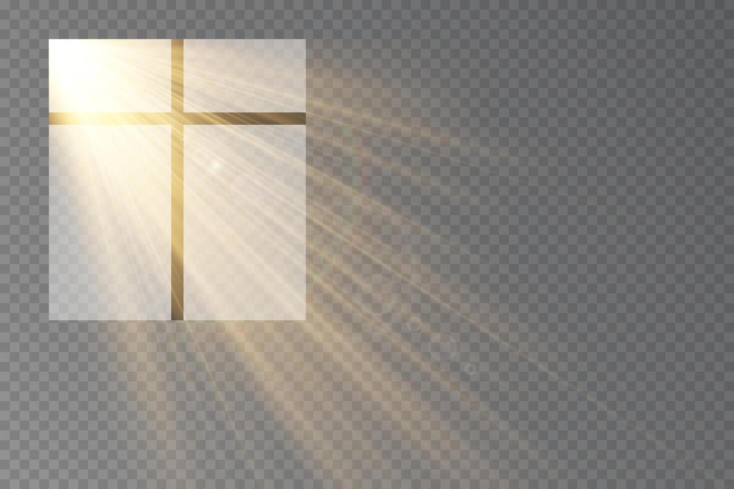 Sunny rays shine out the window. Sunlight special lens flare light effect vector