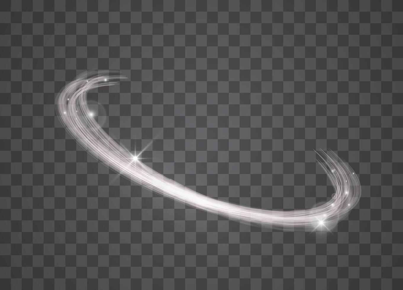 Light effect of lens flares. White glowing lines with sparkles. vector