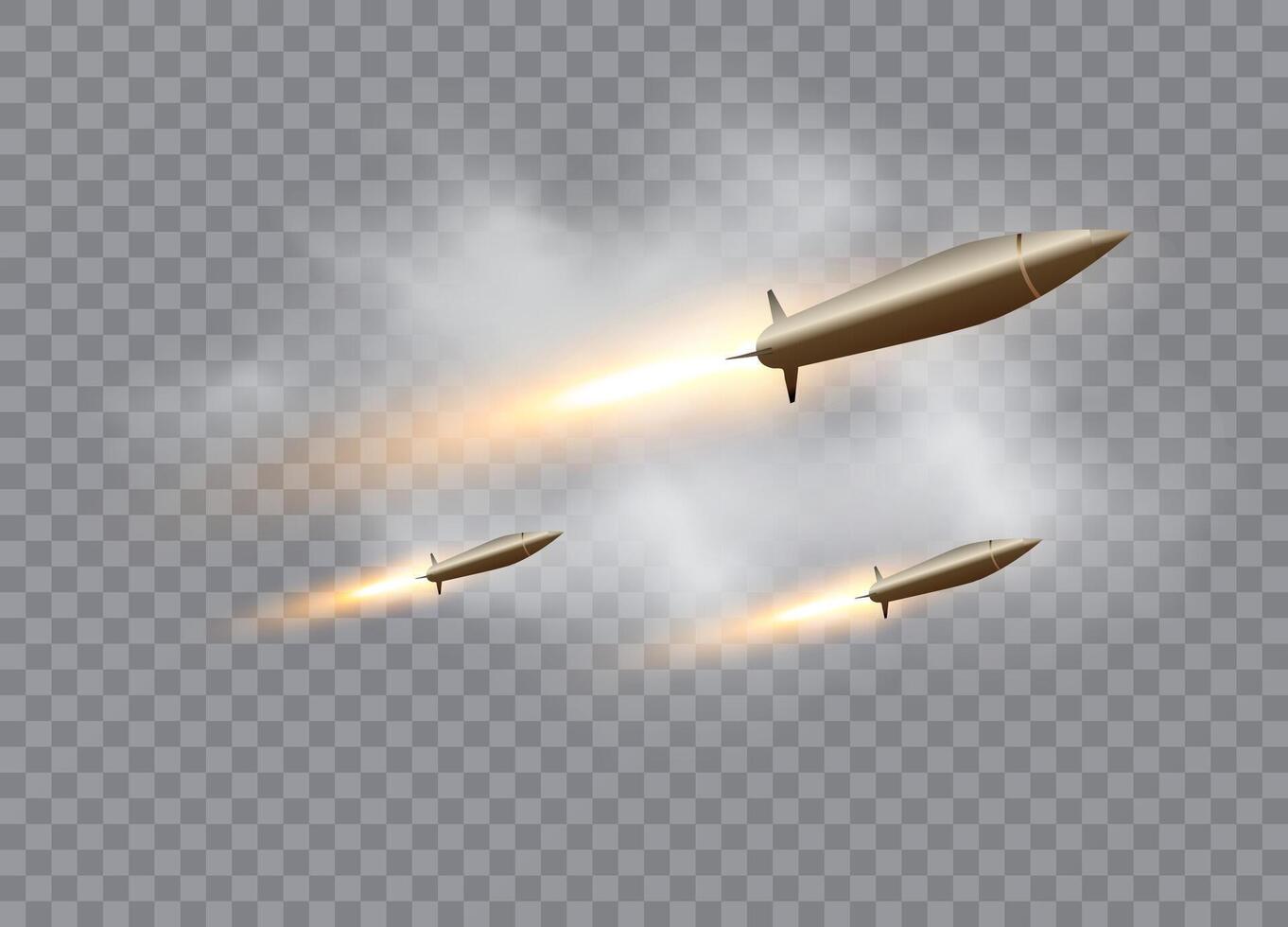 Set of realistic shooting missiles. vector