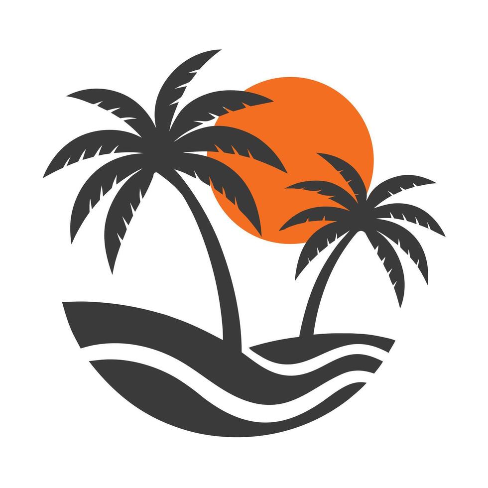 Elegant Coconut Tree and Beach Resort Logo for Tropical Businesses vector