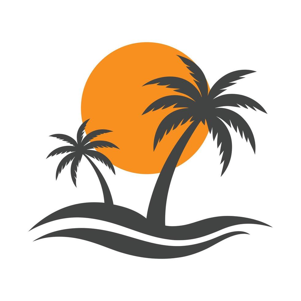 Summer Beach Resort Logo with Coconut Tree for Tropical Branding vector