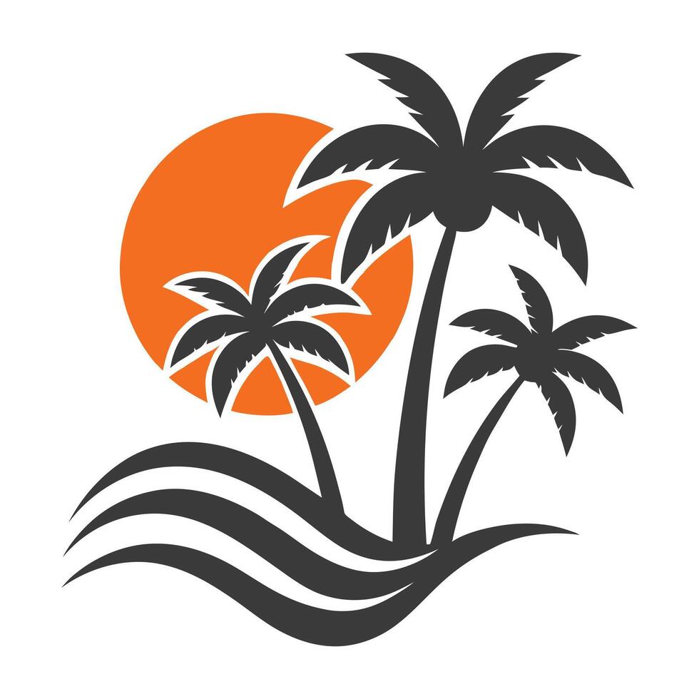 Coconut Tree and Sun Logo for Vacation and Travel Branding vector