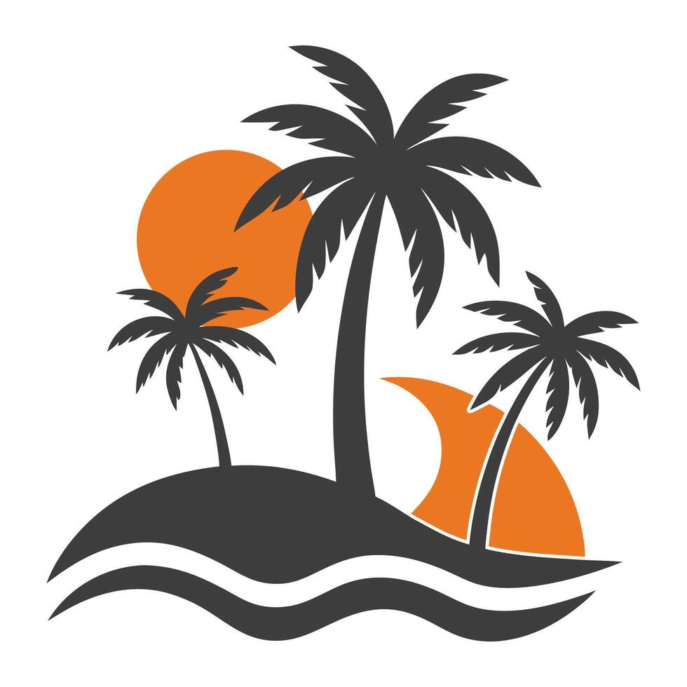 Beach Resort Logo with Coconut Tree for Summer Vacation Branding vector