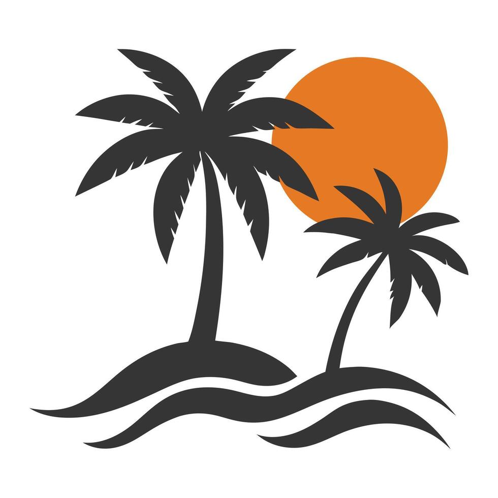 Coconut Tree and Beach Resort Logo Design for Travel and Vacation Themes vector