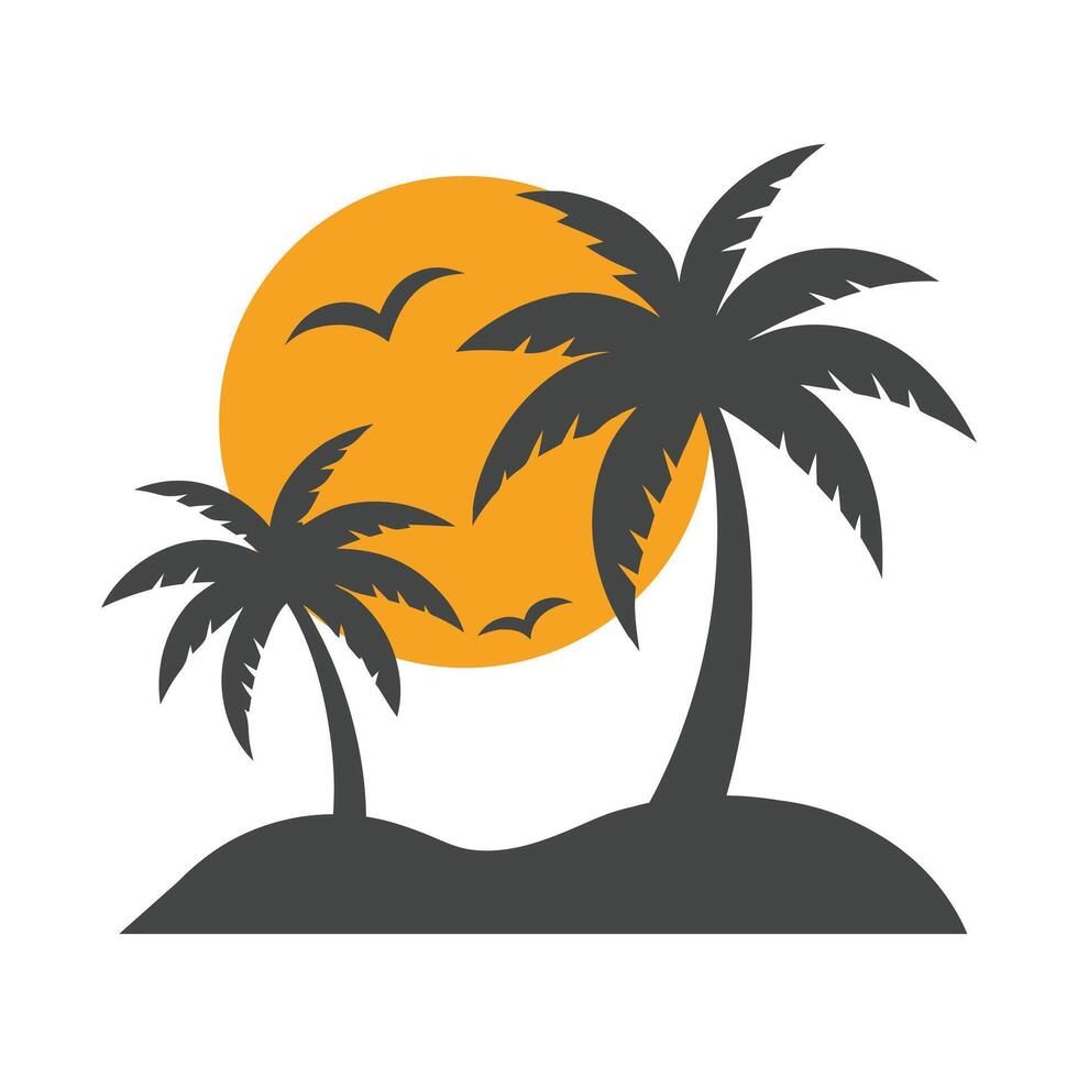Tropical Palm Tree and Beach Resort Logo for Summer-Themed Designs vector