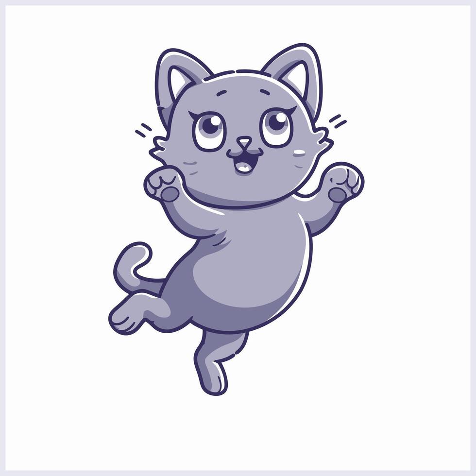 A cartoon cat jumping with its paws up vector