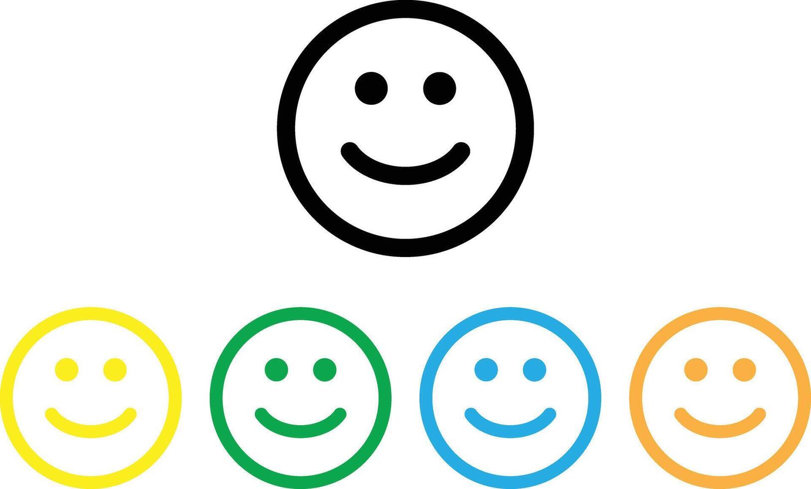 Colorful happy face icon set in different colors . Smiling face icon . Happy icon vector