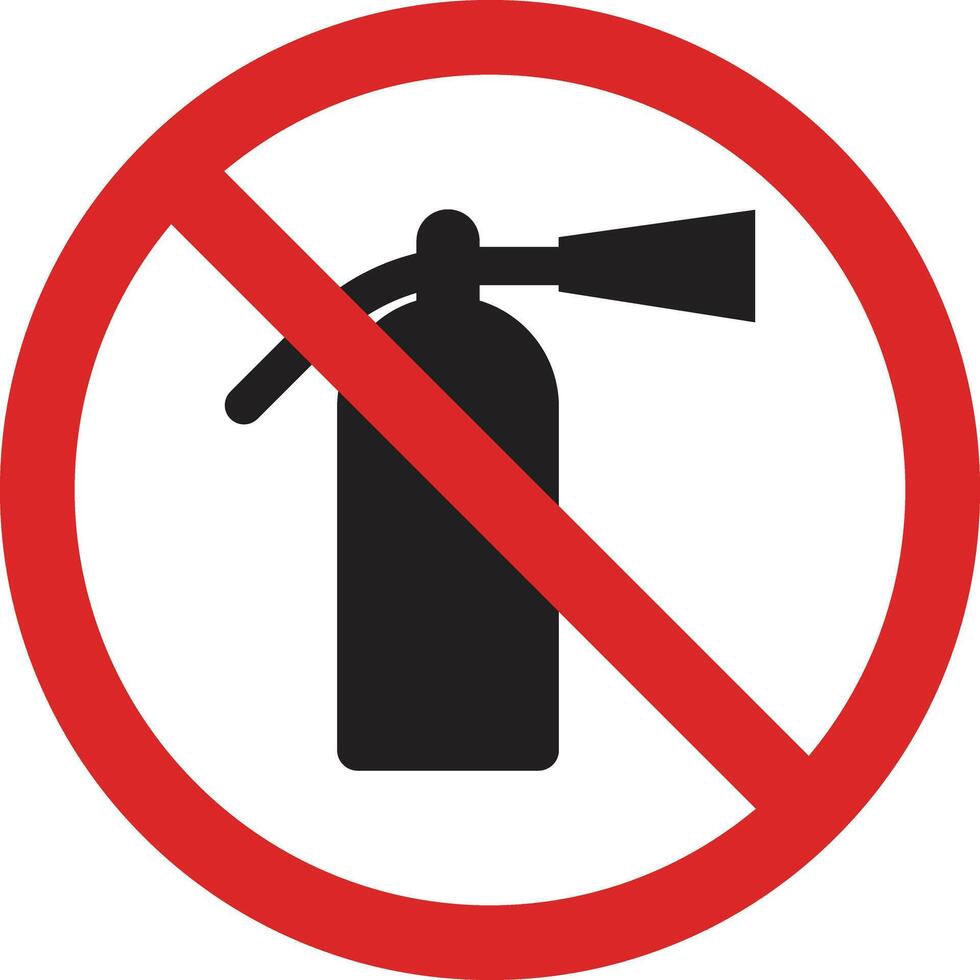 No extinguisher sign . No fire Extinguisher sign . Do not use fire Extinguisher icon vector