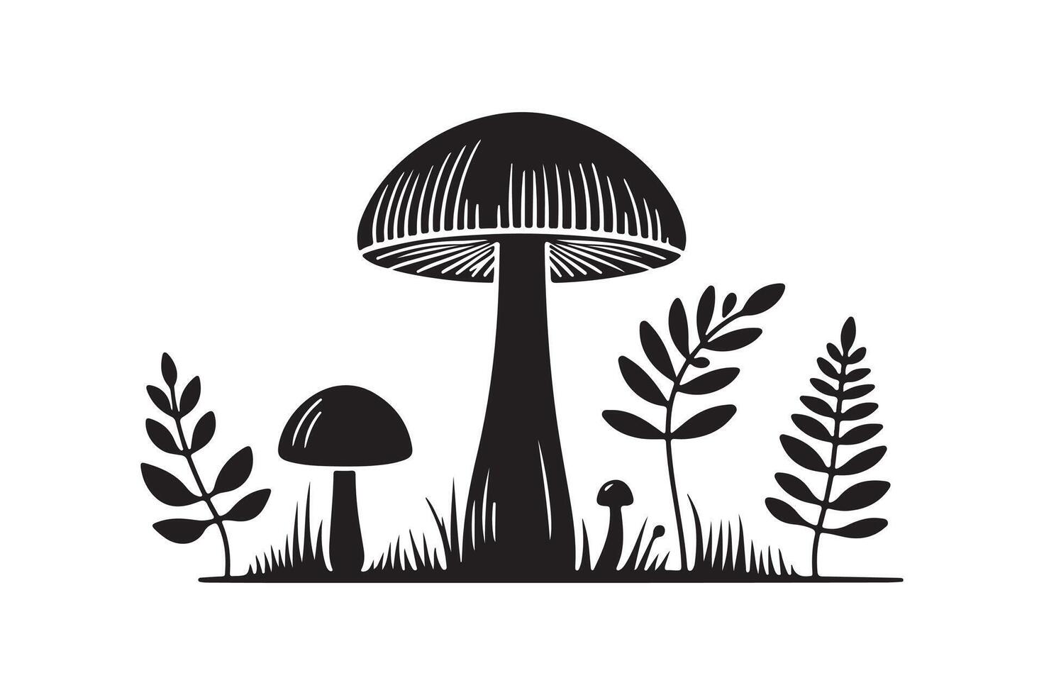 Elegant Nature Minimalist Mushroom Silhouette Art for Clean Aesthetic vector