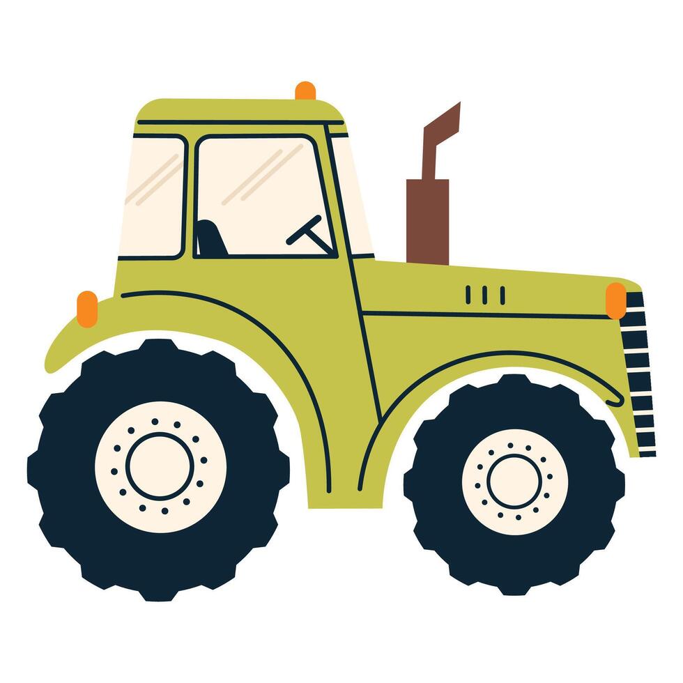 Flat illustration on white background. Cute tractor vector