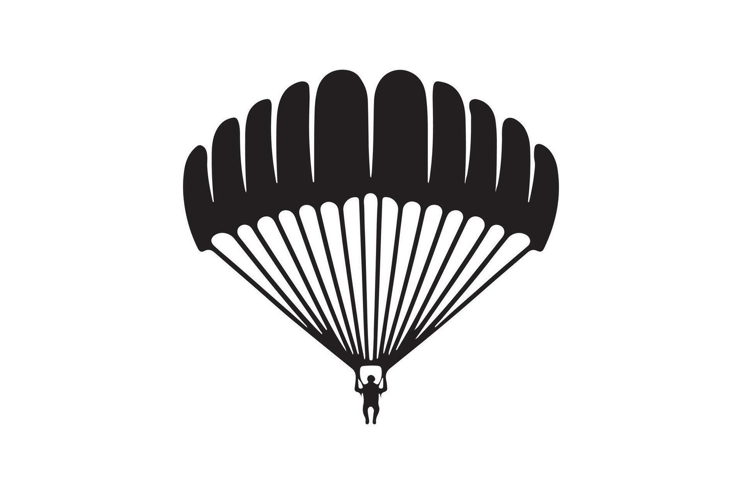 a black and white silhouette of a person with a parachute vector