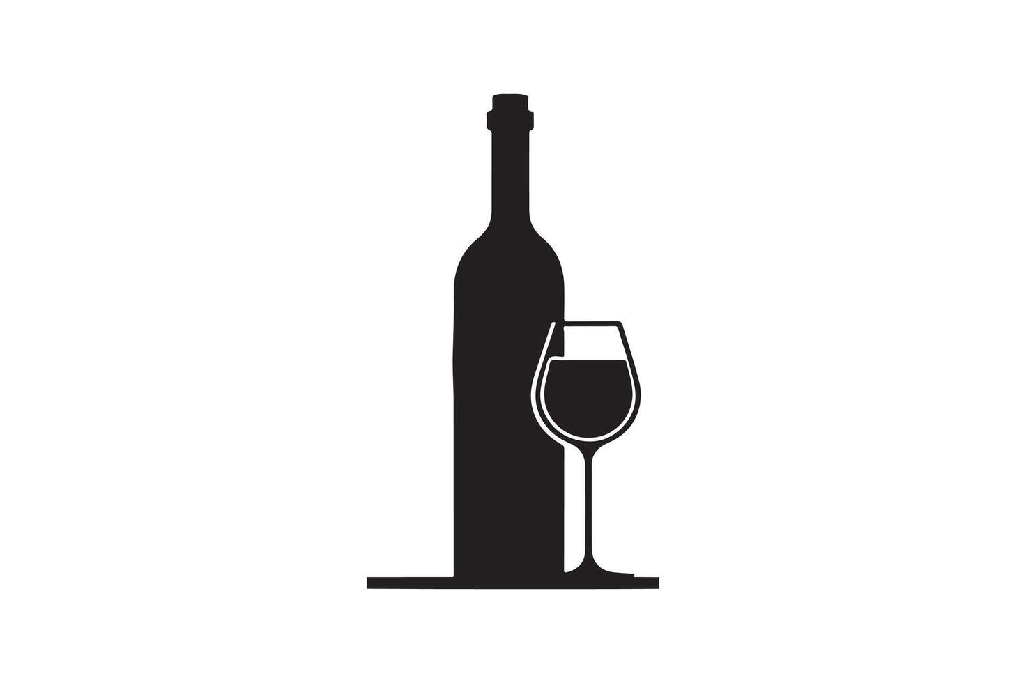 a bottle and glass of wine on a white background vector