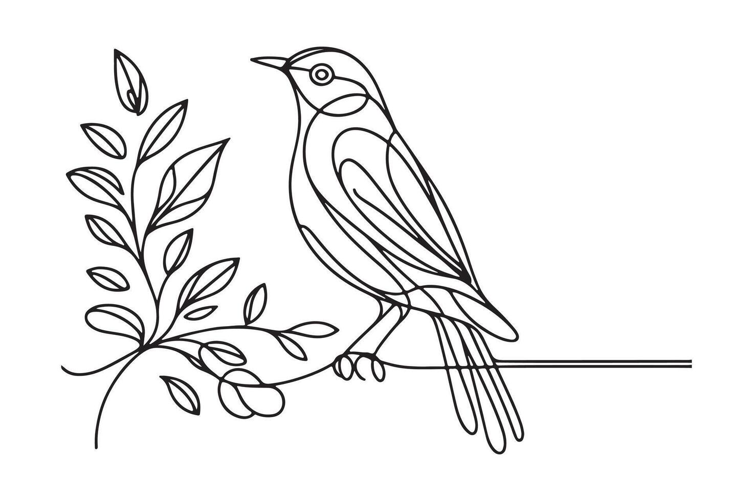 a bird sitting on a branch with leaves vector