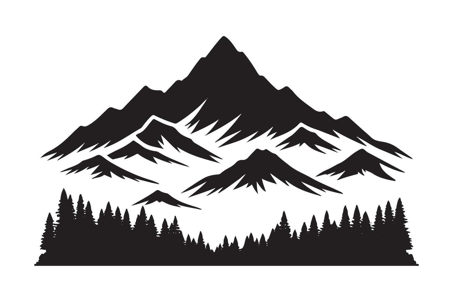 mountain landscape with trees and mountains illustration vector