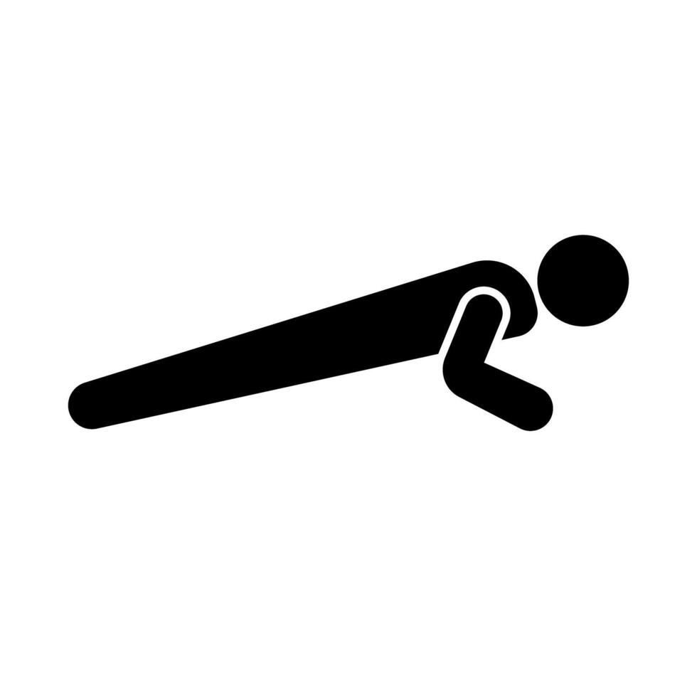 Push-up silhouette icon. Muscle training. vector