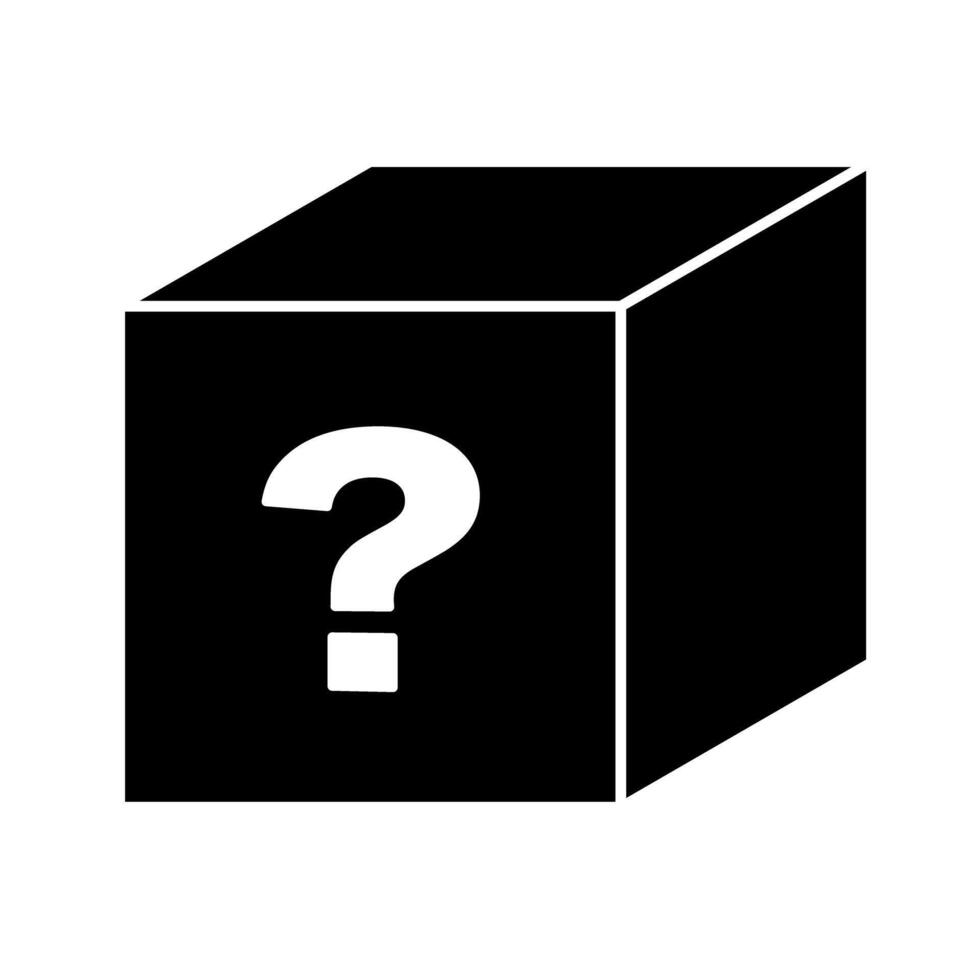 Mystery Box with Question Mark Silhouette Icon. vector