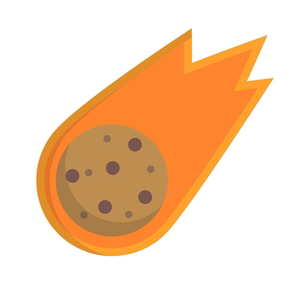 Burning meteorite fall icon. vector