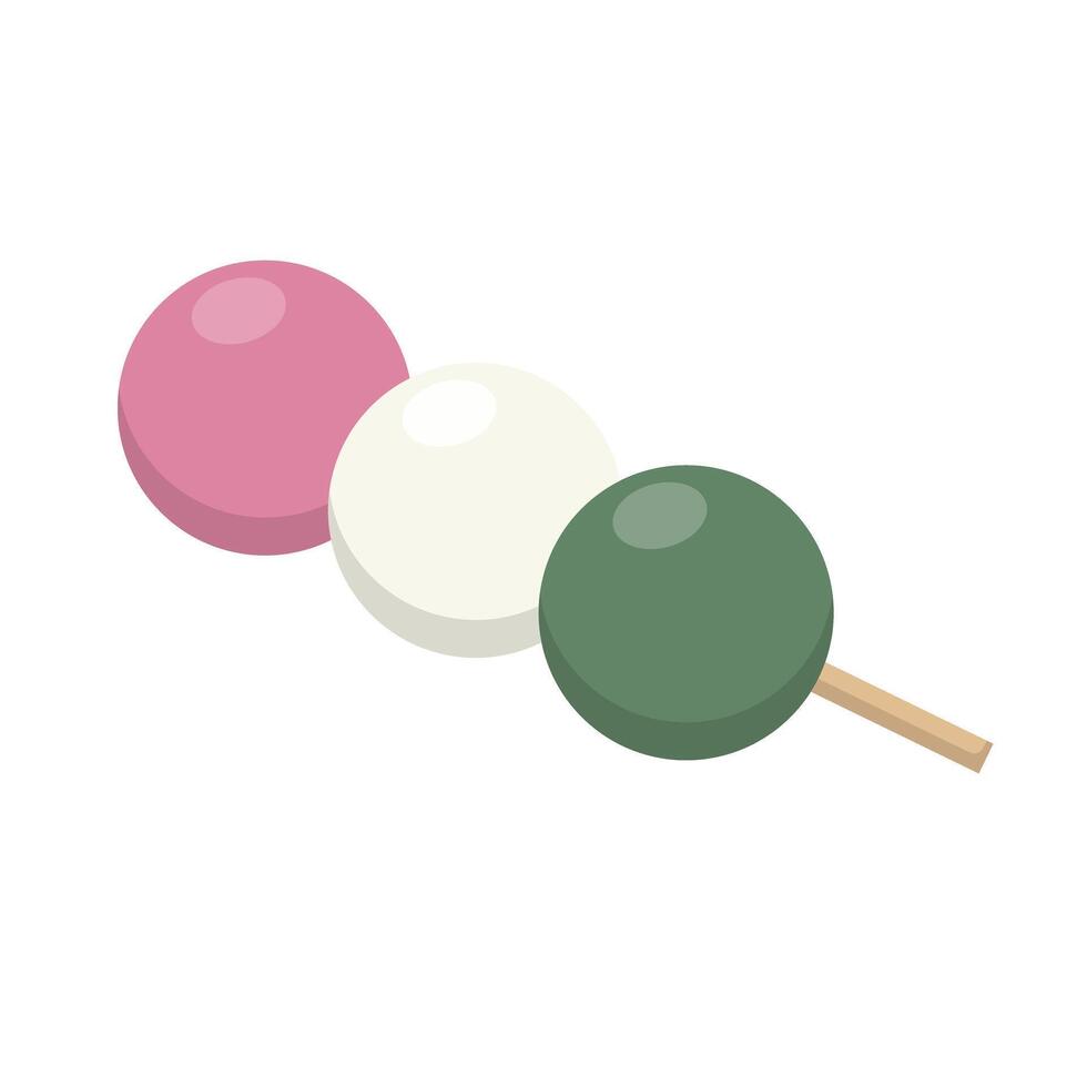Three colour dango dumplings icon. vector