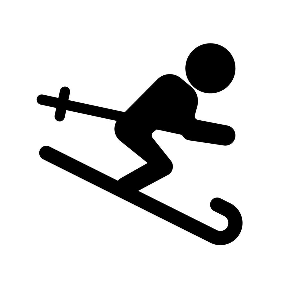 Skiing silhouette icon. Ski silhouette icon. vector