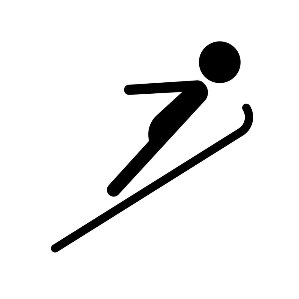 Ski Jumping Silhouette Icon. vector