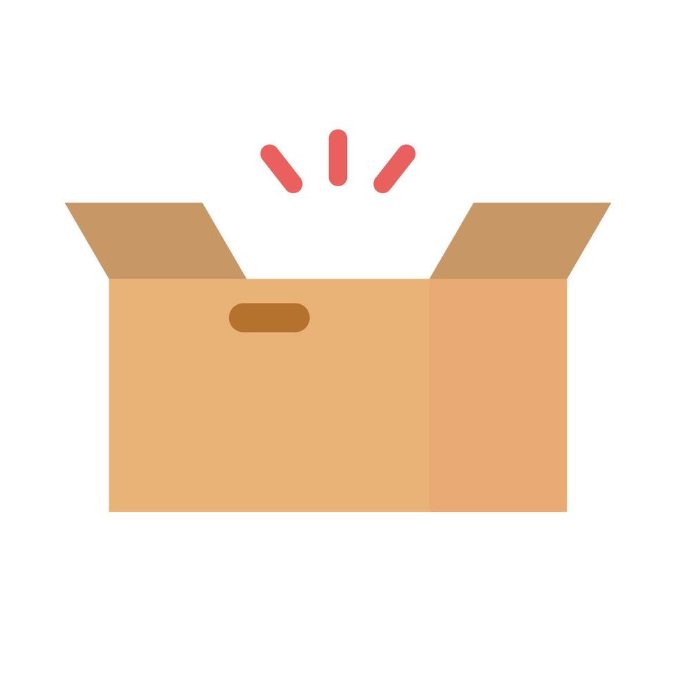 Emphasized open cardboard box icon. vector