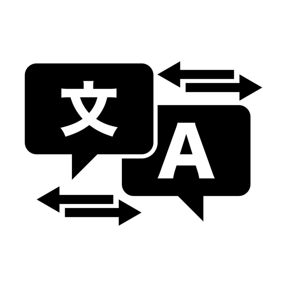 Language translation silhouette icon. vector