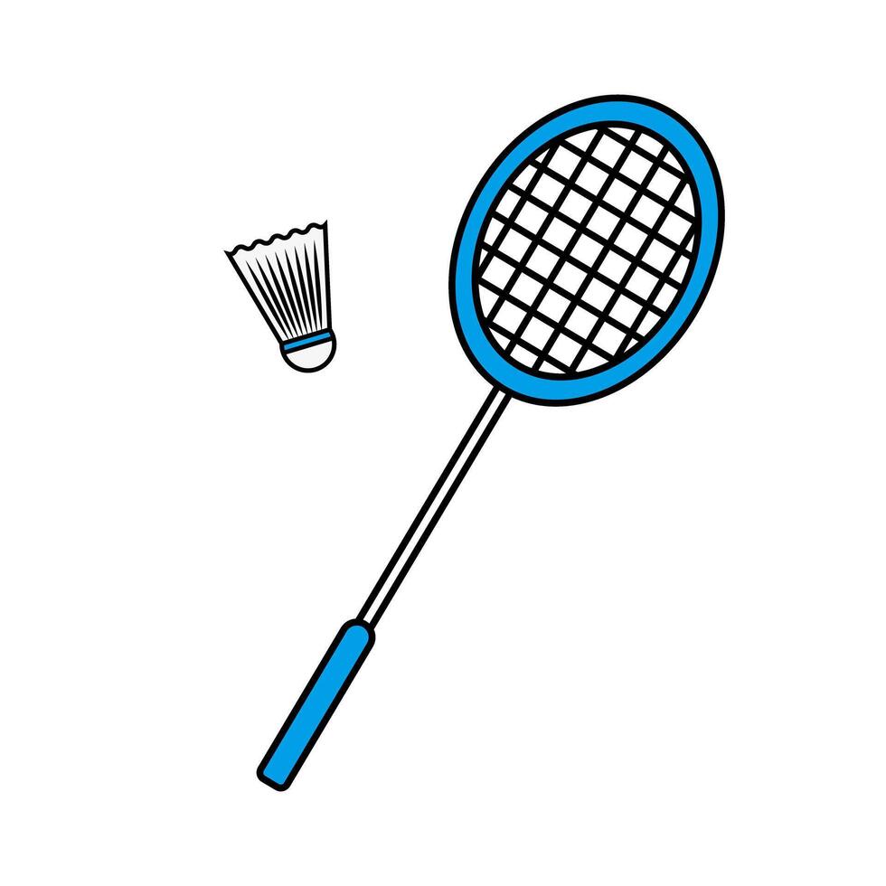 Blue Badminton Racket and Shuttlecock icon. vector