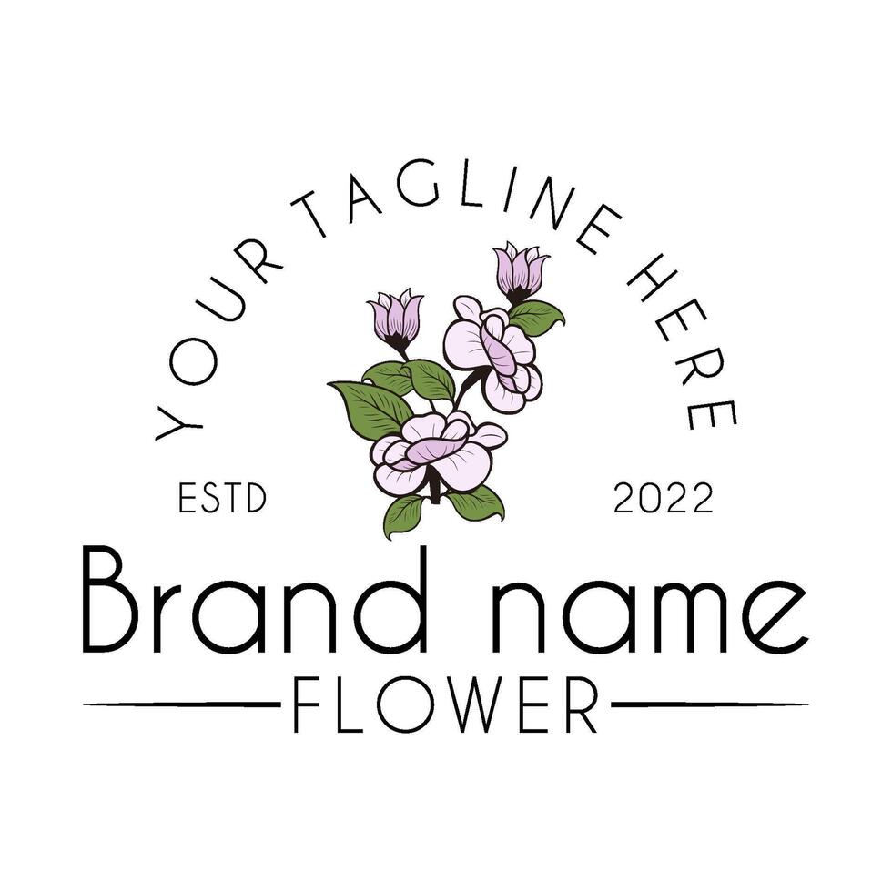 magnolia flower logo. blooming flower with flower buds for product icon vector