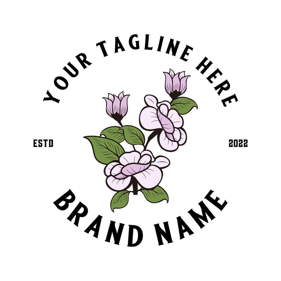 mangolia flower. blooming flower with vintage style perfect for product icon vector