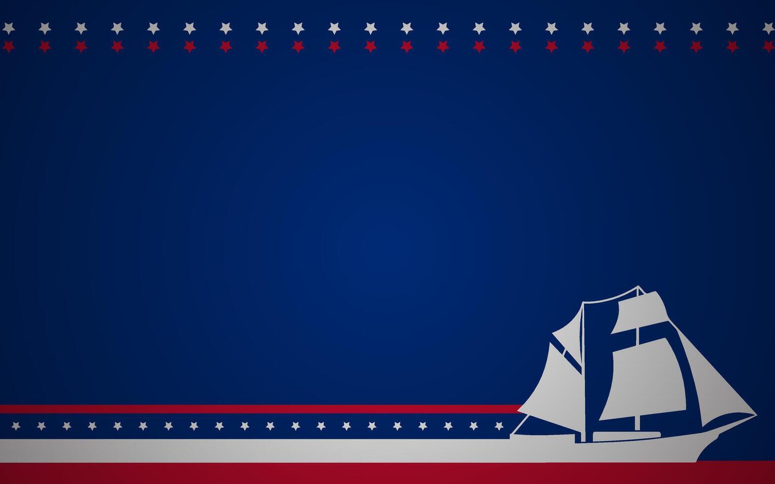 American Columbus day background and simple silhouette ship vector