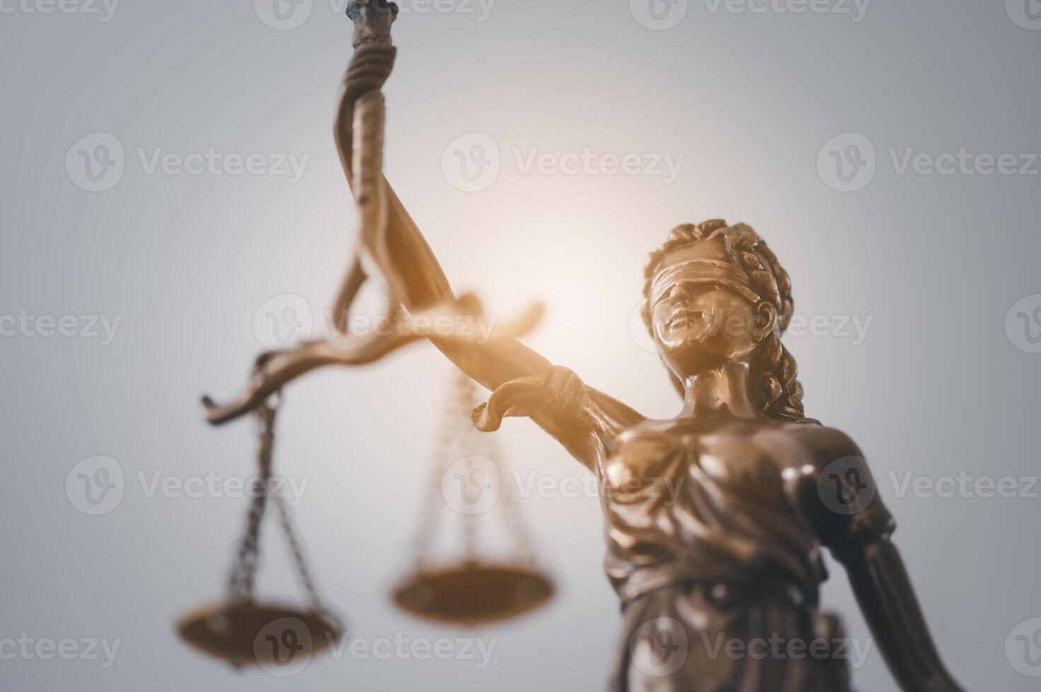 Lady justice,Law theme, mallet of the judge, law enforcement officers, evidence-based cases and documents taken into account. photo