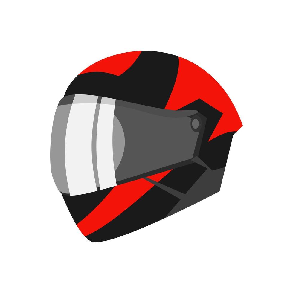Red and black motorcycle helmet illustration with visor for motorcyclists suitable for motorcycle safety, gear shops, and adventurous themes vector