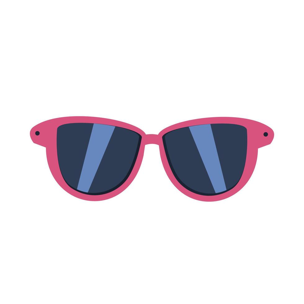 Pink sunglasses illustration with black and blue lenses. trendy accessory for summer fashion with a pop of color and unique style vector