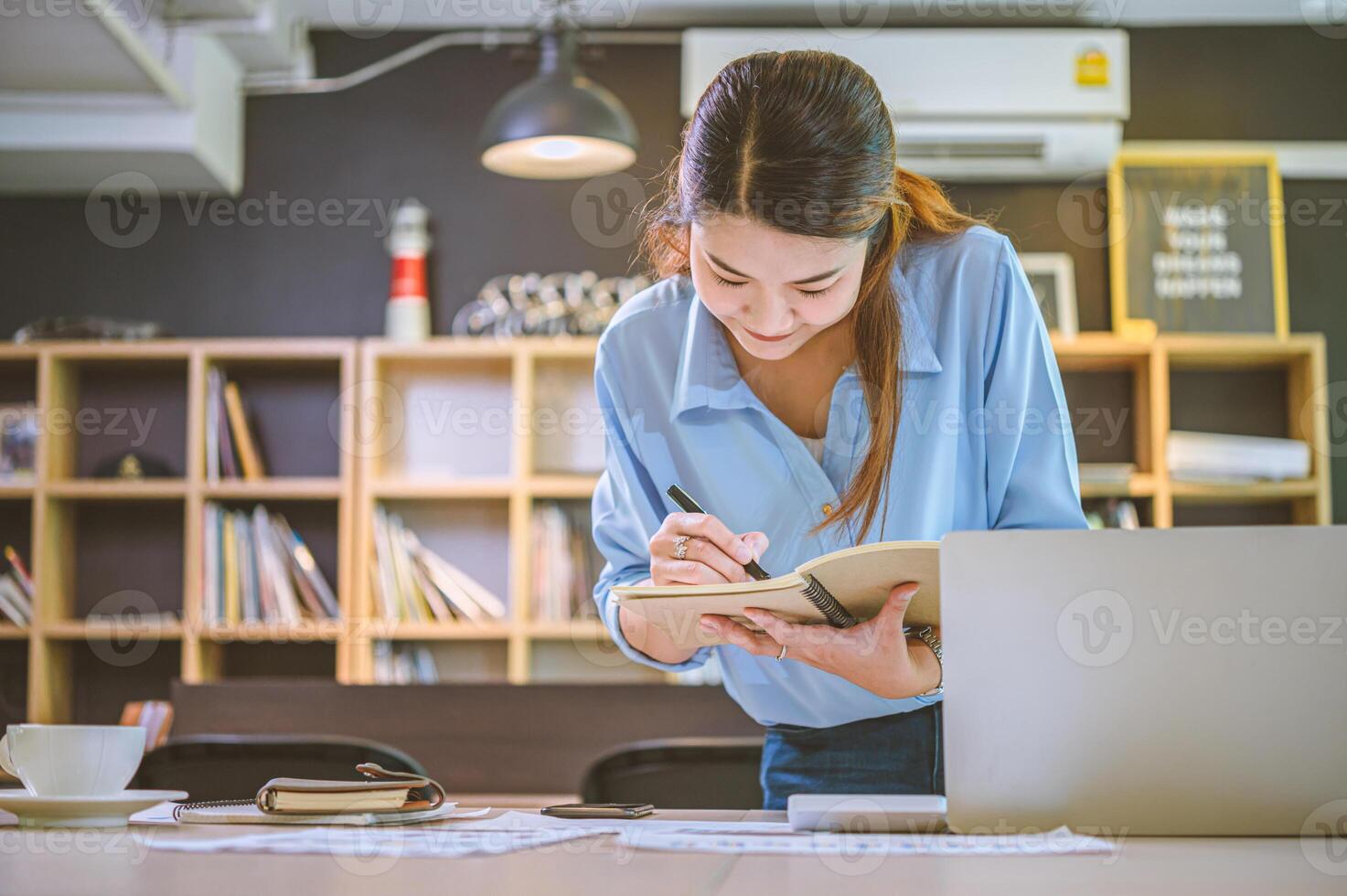 businessman pointing with pen on business report chart are working on accounts in business analysis with graphs and documentation. photo
