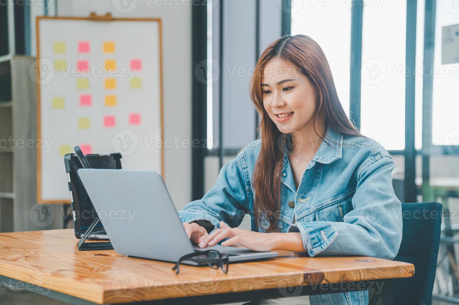 Female programmer working on coding, software development and web design.Concept technology development. photo