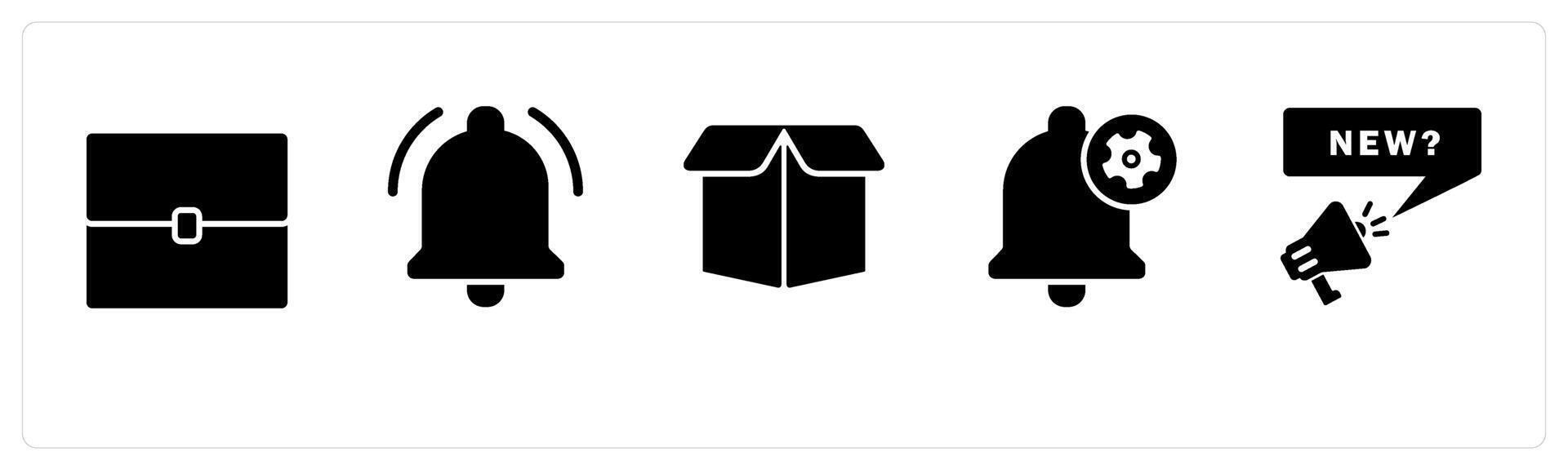 A set of 5 Business icons as baggage, notification, bo vector