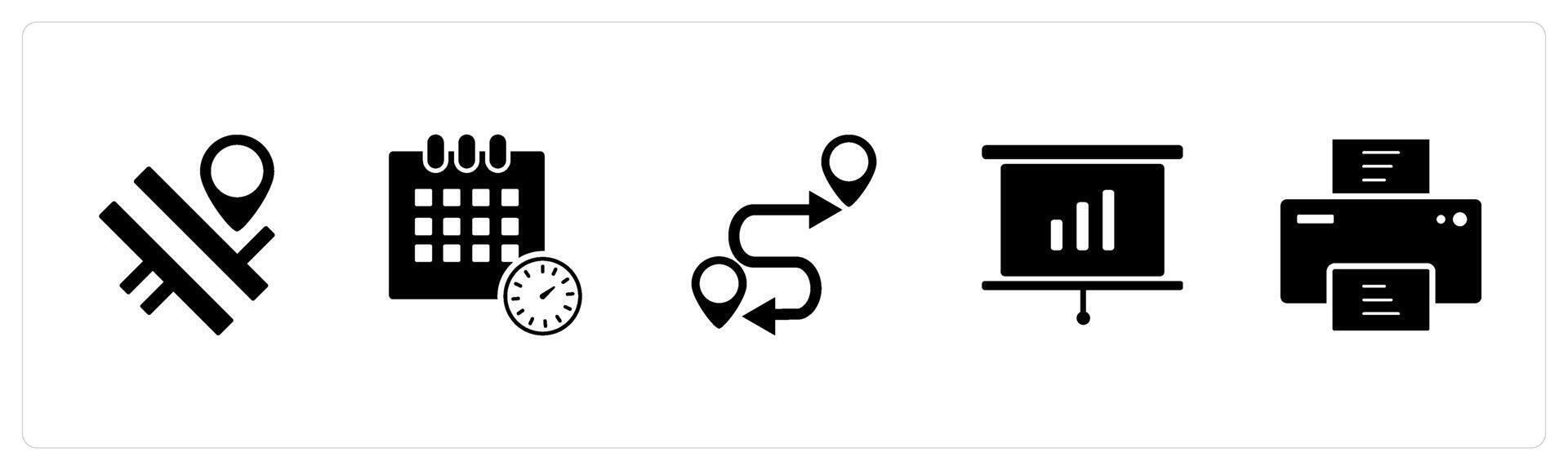 A set of 5 Business icons as road map, schedule, route map vector