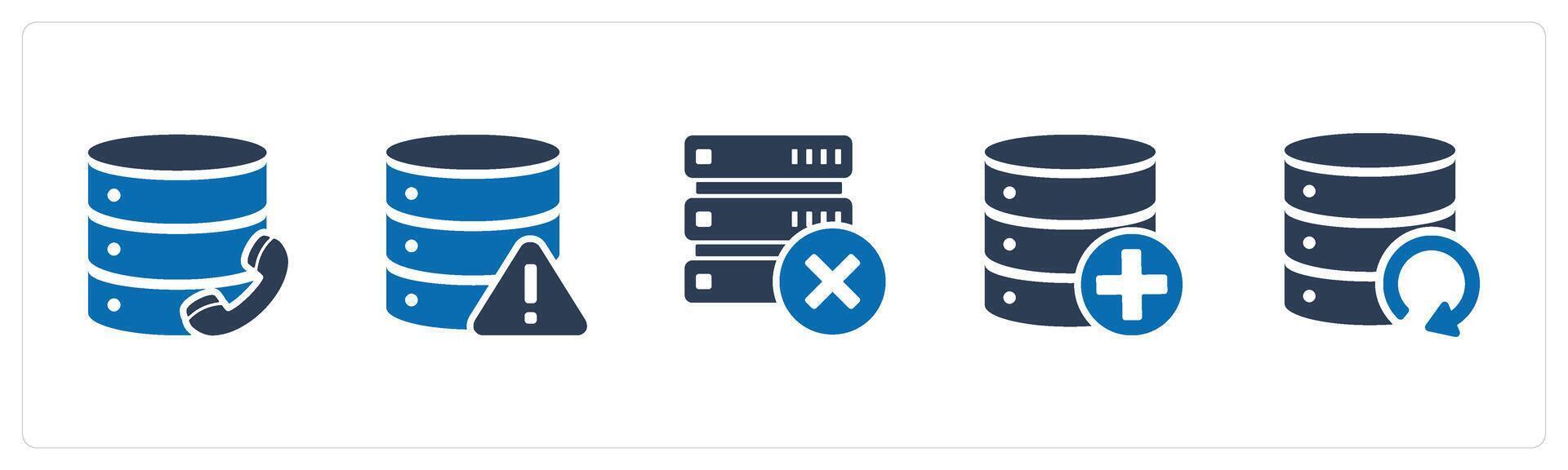 un conjunto de 5 5 Internet íconos como llamada servidor, servidor mantenimiento, incorrecto servidor vector