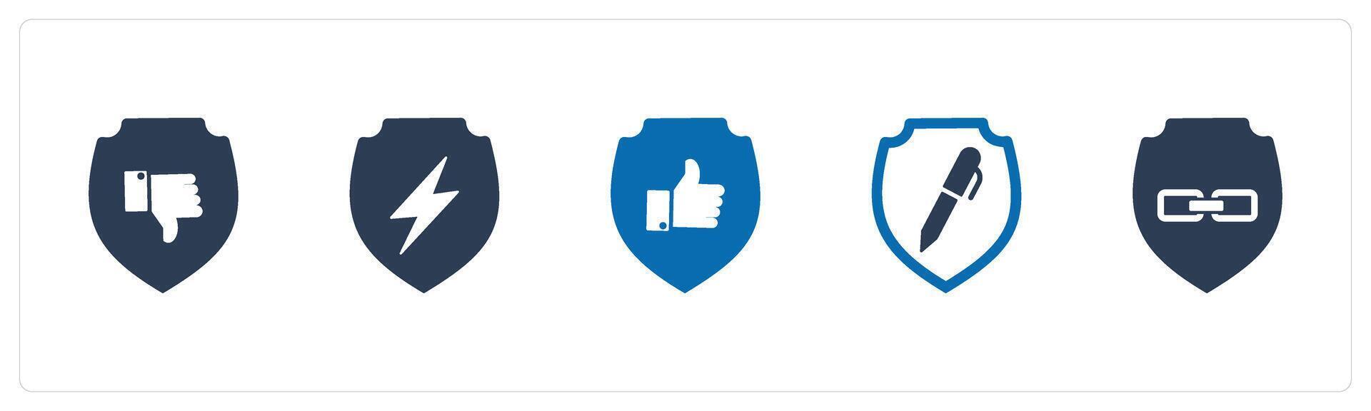 A set of 5 Internet icons as dislike security, shield, approved security vector