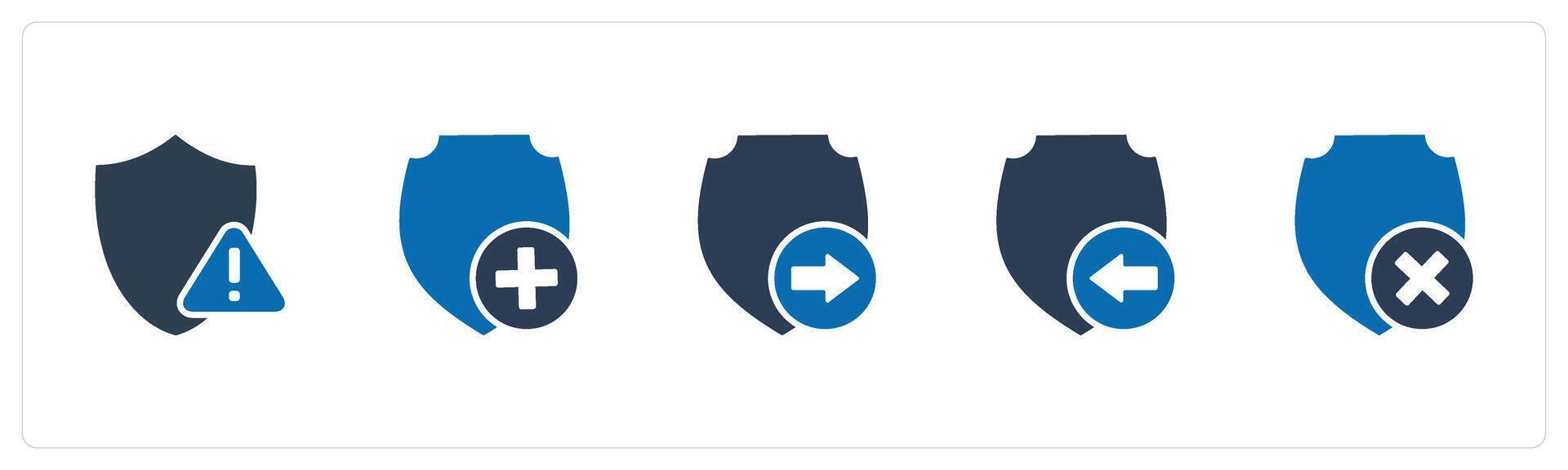 A set of 5 Internet icons as shield error, create shield, send shield vector